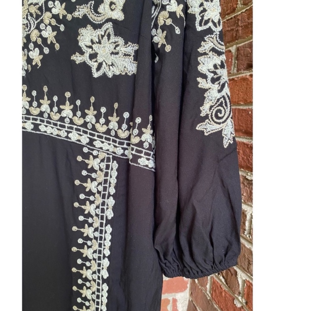 Anthropologie NWOT Maeve Shiloh Black Embroidered Tunic Mini Dress size 6 LBD - Picture 5 of 12